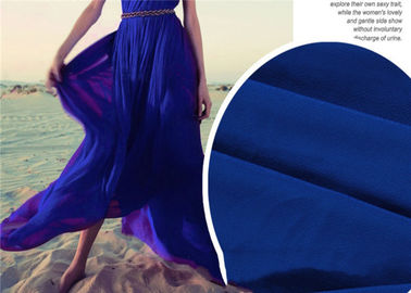 Breathable Lightweight Chiffon Fabric , Quick Drying Blue Silk Chiffon Fabric