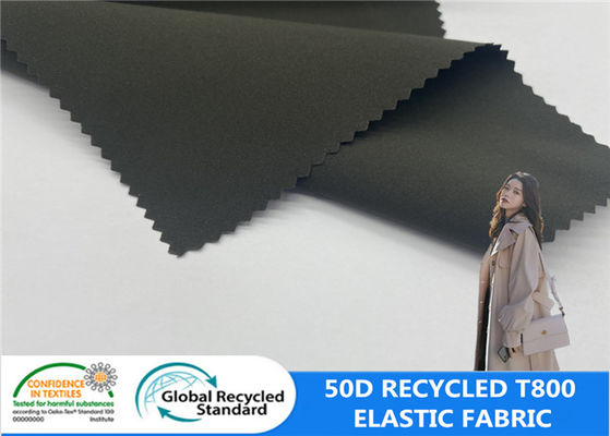 50D 100% Recycled Plastic Bottle Fabric T800 Polyester Stretch Windbreaker Waterproof Elastic Fabric